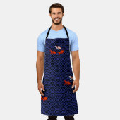 Fantail Goldfish op Seigaiha Wave Pattern Japans Schort (Gedragen)