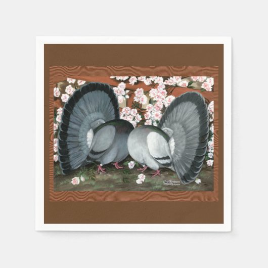 Fantail Pigeons Matched Pair Servetten (Voorkant)