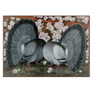 Fantail Pigeons Matched Pair Snijplank