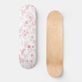 Fantair Roos Gold Flowers White Pattern Skateboard (Voorkant)