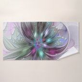 Fantaisie Abstraite Moderne Fleur Fractale Colorée (Serviette de bain)
