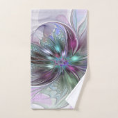 Fantaisie Abstraite Moderne Fleur Fractale Colorée (Serviette à main)