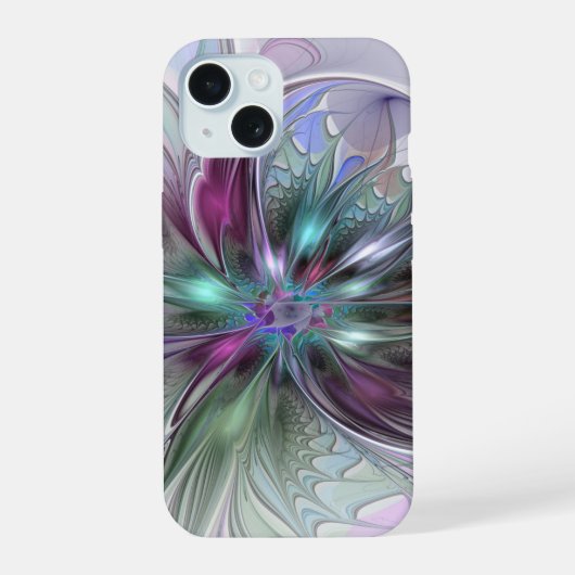 Fantaisie Abstraite Moderne Fleur Fractale Colorée (Verso)