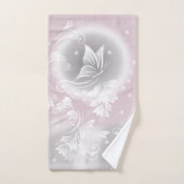 Fantaisie florale grise et blanche avec une touche (Serviette à main)