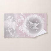 Fantaisie florale grise et blanche avec une touche (Serviette à main)