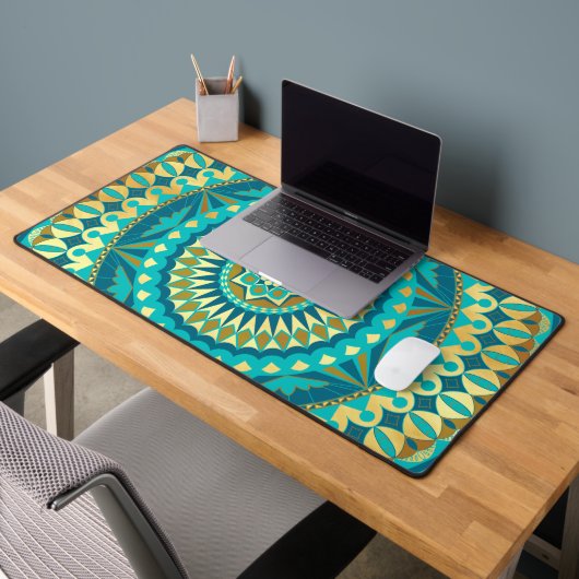 Fantaisie Mandala Bleu Or (Bureau 2)
