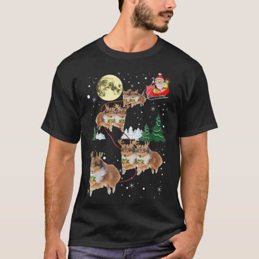 Fantaisie Sheltie Noël T-shirt Noël Jeu de Noël T (Devant)