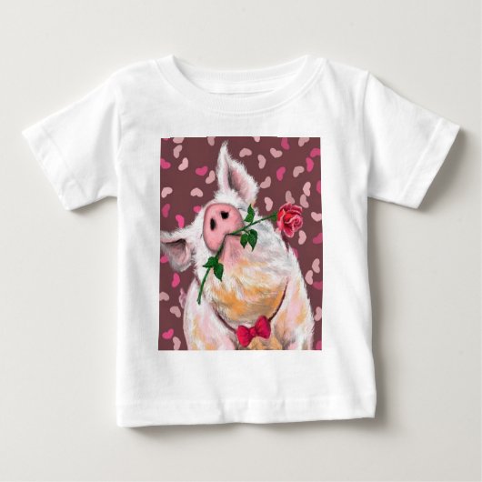 Fantaisie T-shirt cochon avec Rose (Devant)