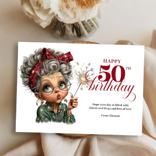Fantasie 50 femme carte de vœux drôle anniversaire