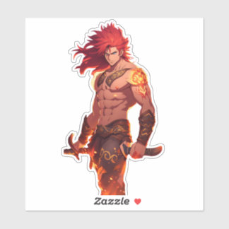 Fantasie Anime Husbando Sticker – Fiery Red Hair