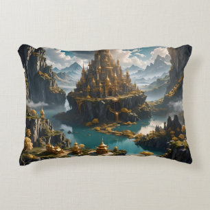Fantasie Artistiek Gouden Kasteel in de Hemel Accent Kussen