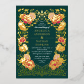 Fantasie betoverde bloementuin bruiloft folie uitnodiging (Voorkant)