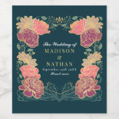 Fantasie betoverde bloementuin bruiloft wijn etiket (Enkel label)