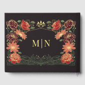 Fantasie betoverde rode bloementuin bruiloft gastenboek (Achterkant)