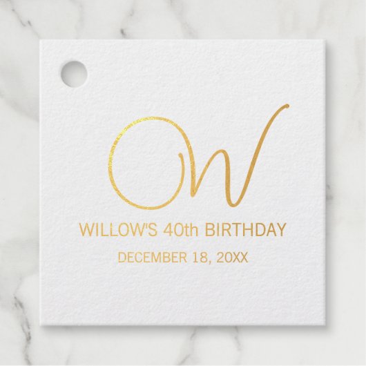 Fantasie Bloementuin Verjaardag Monogram Bedankjes Labels (Voorkant)