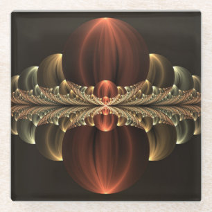 Fantasie Bouw Glanzende Abstracte Fractal Art Glazen Onderzetter