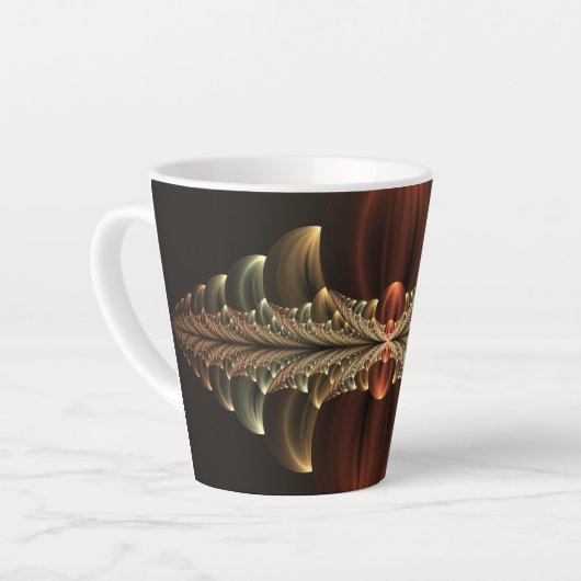 Fantasie Bouw Glanzende Abstracte Fractal Art Latte Mok (Linkerhoek)