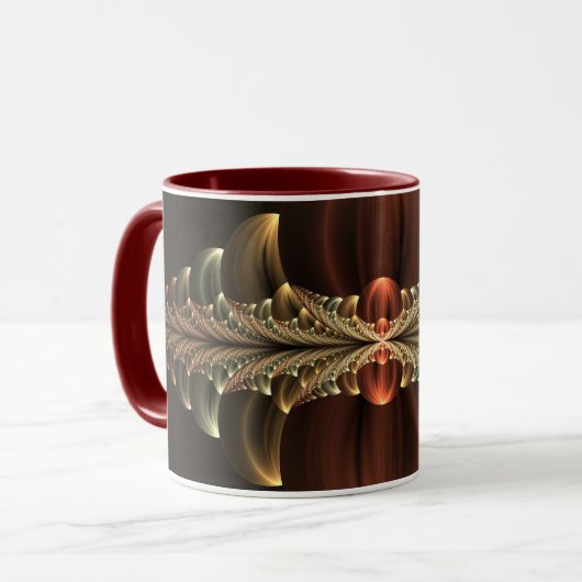 Fantasie Bouw Glanzende Abstracte Fractal Art Mok (Voorkant links)