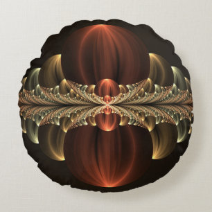 Fantasie Bouw Glanzende Abstracte Fractal Art Rond Kussen