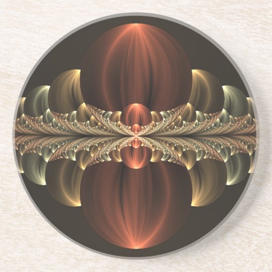 Fantasie Bouw Glanzende Abstracte Fractal Art Zandsteen Onderzetter (Voorkant)