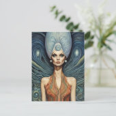 Fantasie buitenaardse vrouw briefkaart (Staand voorkant)
