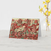 FANTASIE DIEREN, PAARDEN, BOSLANDschap Rood Groen  Kaart (Gele Bloem)