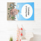 Fantasie dinosaurus verjaardag spandoek (Insitu)