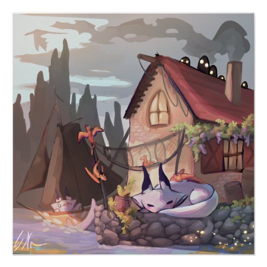 Fantasie, fantasy dragon  perfect poster (Voorkant)