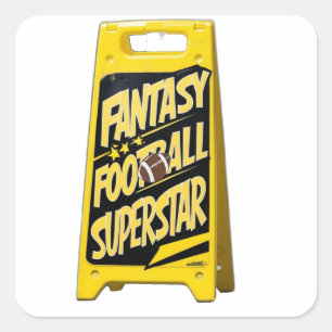 Fantasie football geel plastieken vloerteken vierkante sticker