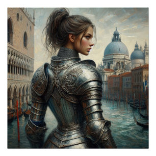 Fantasie illustratie van krijger prinses perfect poster