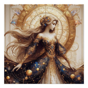 Fantasie illustratie van prinses perfect poster