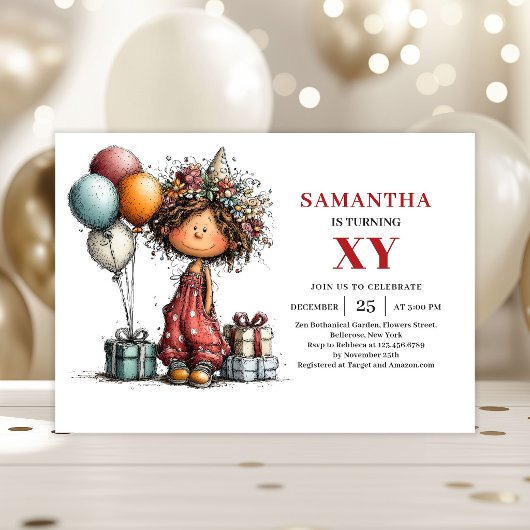Fantasie Invitation d'anniversaire pour une Petite