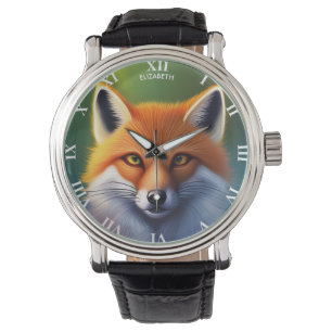 Fantasie Kleurrijke Fox Art Deco stijl Horloge