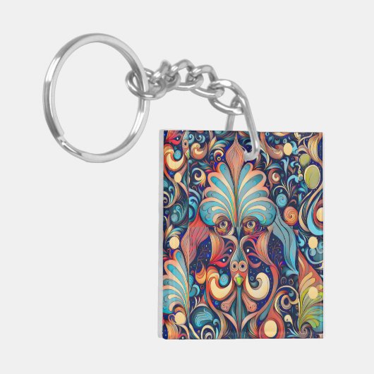 Fantasie kleurrijke goochelaar sleutelhanger (Voorkant Links)