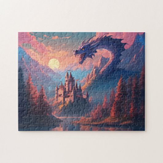 Fantasie Landschap Kasteel Dragon Legpuzzel (Horizontaal)