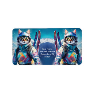 Fantasie Leuke Kat Alpine ski's Etiket