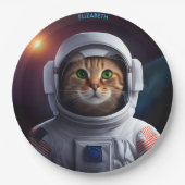 Fantasie Leuke Kat In Astronaut Spacesuit Papieren Bordje (Voorkant)