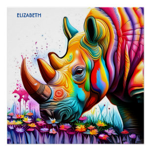 Fantasie Leuke Vibrant Vivid Rhino Perfect Poster