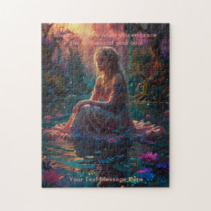 Fantasie meisje bij een vijver in rustige tijd legpuzzel