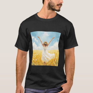 Fantasie Meisje Veld Zon T-shirt