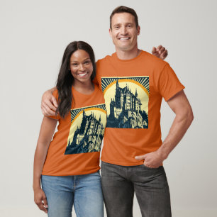 Fantasie middeleeuws kasteel - houtsnede 3 t-shirt