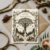 Fantasie Middeleeuwse gravure Kunst Bruiloft Kaart