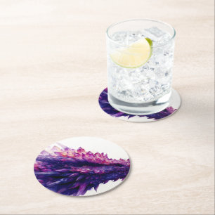 Fantasie Mystieke Amethist Crystal Dragon Beast Ronde Kartonnen Onderzetter