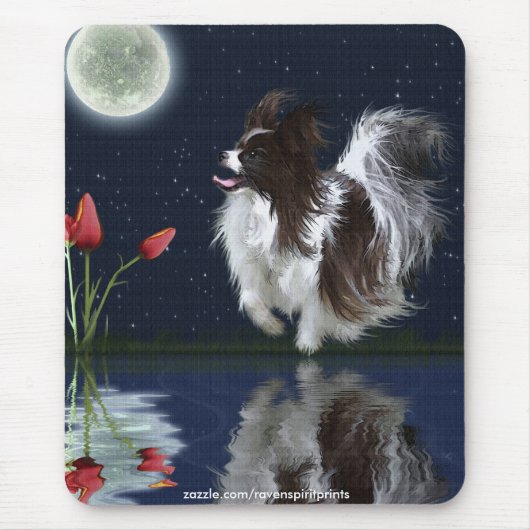 FANTASIE PAPILLON HOND Mousepad Muismat (Voorkant)
