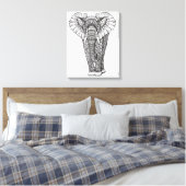 Fantasie Patroon Olifant Doodle 6 Canvas Afdruk (Insitu (Slaapkamer))