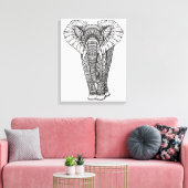 Fantasie Patroon Olifant Doodle 6 Canvas Afdruk (Insitu (Woonkamer))