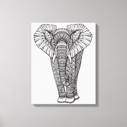 Fantasie Patroon Olifant Doodle 6 Canvas Afdruk (Voorkant)