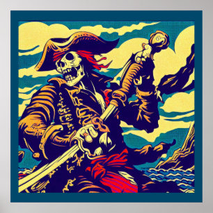 Fantasie Pirate Anime - Woodcut 1 Poster