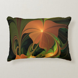 Fantasie Plant Abstract Groen Roest Bruin Fractal Accent Kussen