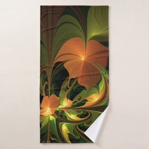 Fantasie Plant Abstract Groen Roest Bruin Fractal Badhanddoek